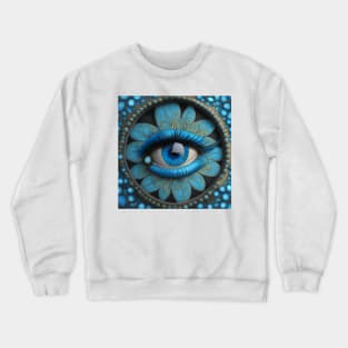 [AI Art] Eye Of Forget-Me-Not, Art Deco Style Crewneck Sweatshirt